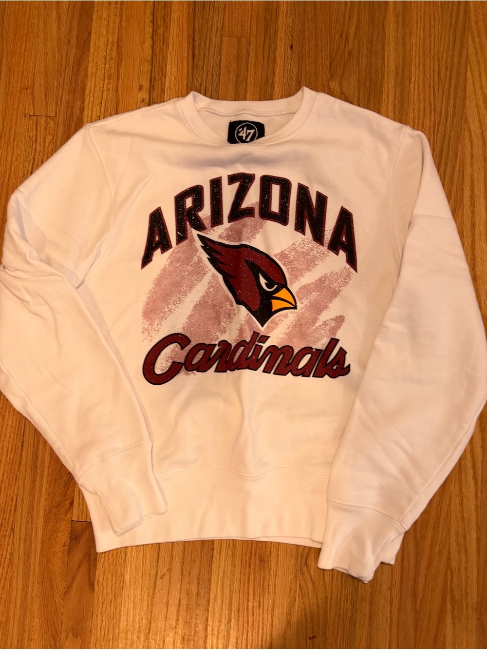 47 White Arizona Cardinals Crewneck with Red Logo